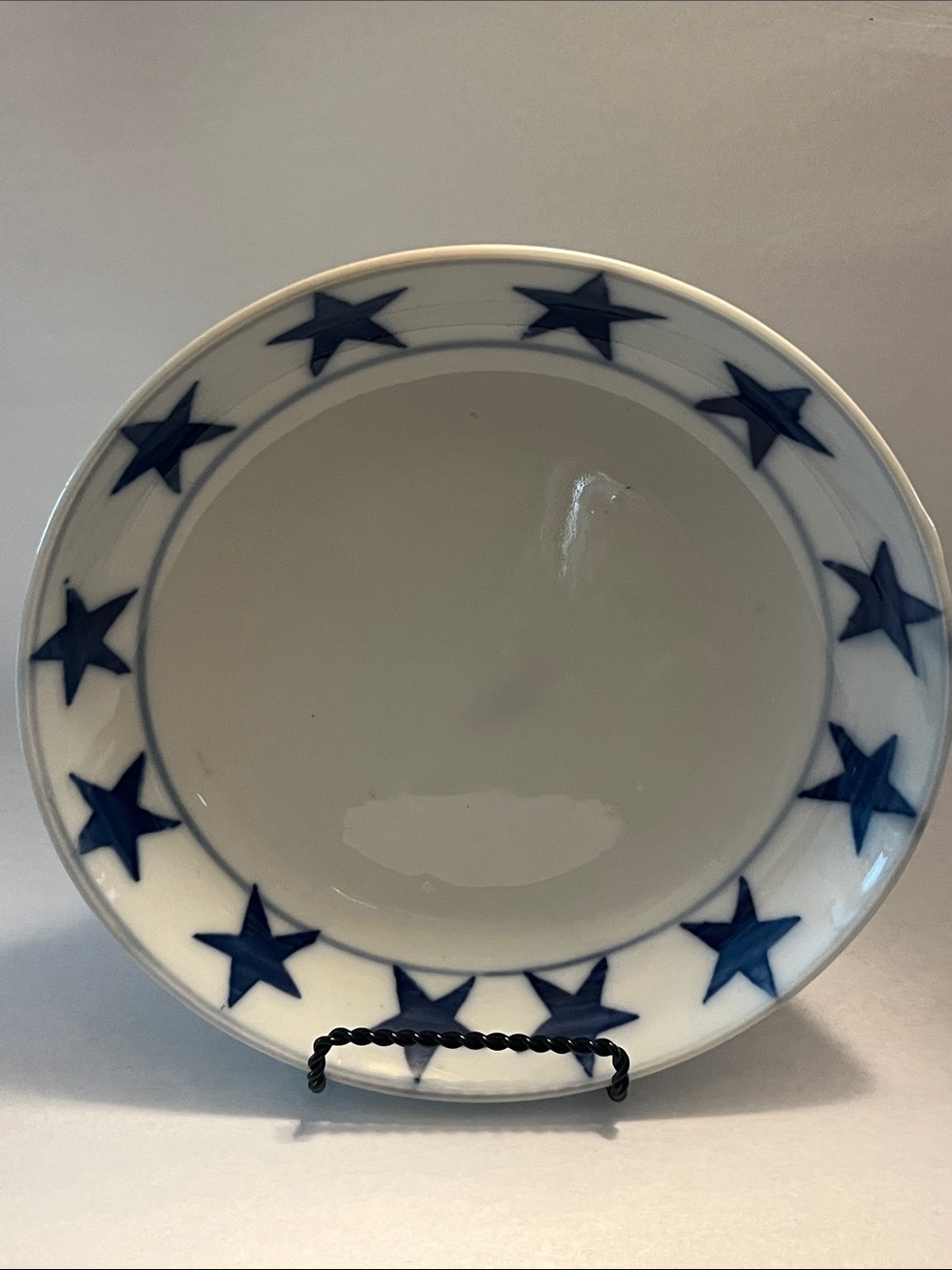 Vintage Pier1 Imports Celebrations Navy Blue Star Small Serving Bowl - 7.75”